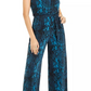 Macacão feminino Thalia Sodi com estampa floral e decote em corrente, verde/preto, tamanho XX-G