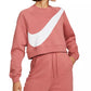 Moletom Nike Sportswear Logo Fleece Feminino Rosa Tamanho Grande