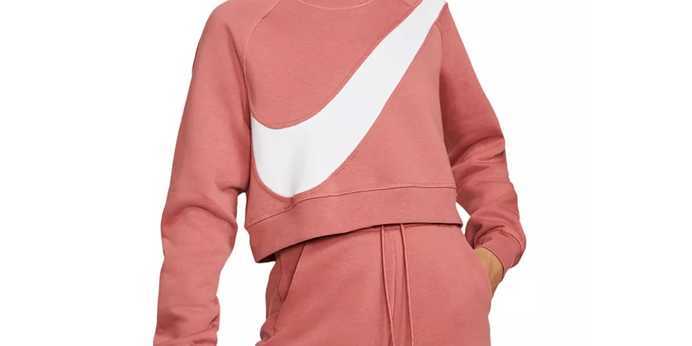 Moletom Nike Sportswear Logo Fleece Feminino Rosa Tamanho Grande