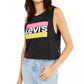 Regata curta feminina Levi's Graphic preta tamanho grande
