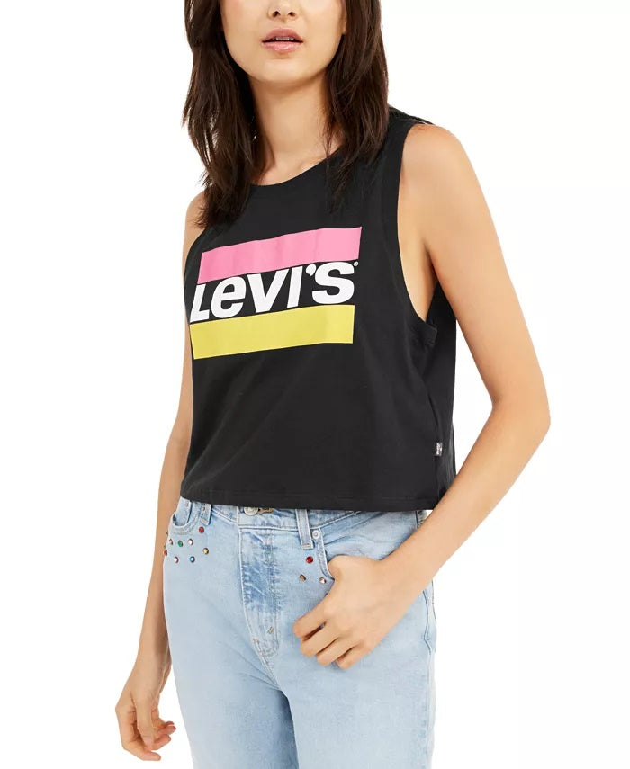 Regata curta feminina Levi's Graphic preta tamanho grande
