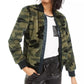 Jaqueta bomber feminina estampada com pele sintética Bar III, verde, tamanho XXS