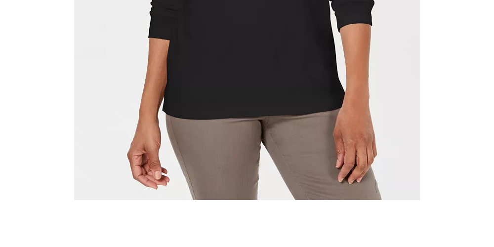 Karen Scott Top de algodão feminino com cadarço, preto, tamanho médio