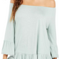 Blusa feminina estilo &amp; co, ombro de fora, manga sino, azul industrial, tamanho extragrande
