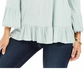 Blusa feminina estilo &amp; co, ombro de fora, manga sino, azul industrial, tamanho extragrande