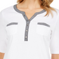 Karen Scott Top Henley Feminino com Acabamento Vichy, Tamanho Natural Médio