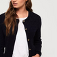 Cardigan de malha trançada Croyde Bay da Superdry feminino, azul-marinho, tamanho 4