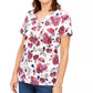 Karen Scott Blusa Henley Floral Feminina Branca Tamanho P