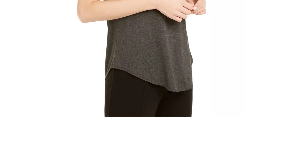 Camiseta Alfani Feminina Mescla Cinza Tamanho Grande