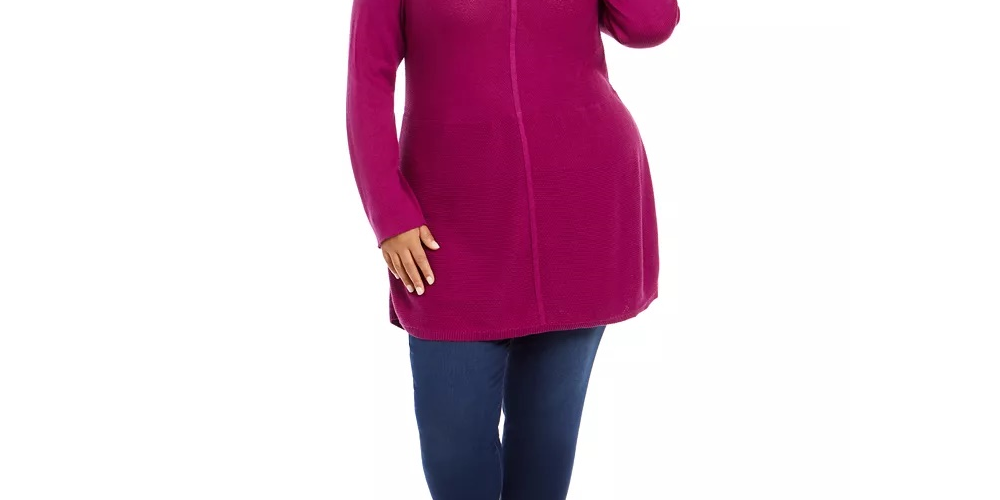 Suéter túnica plus size feminino estilo &amp; co, com frente pequena, roxo, tamanho 0X