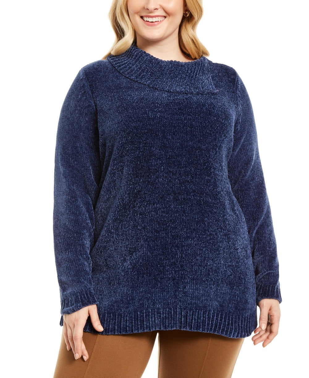 Karen Feminino Scott Plus Chenille Gola Dividida Azul Tamanho 0X