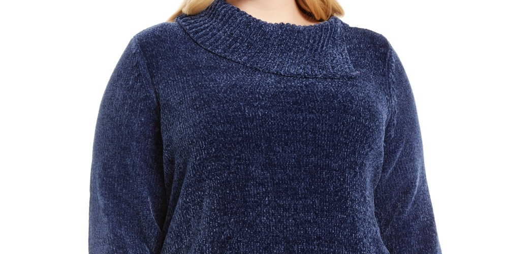 Karen Feminino Scott Plus Chenille Gola Dividida Azul Tamanho 0X