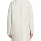 Casaco feminino DKNY com gola alta e bolso em couro sintético, branco, tamanho X-S