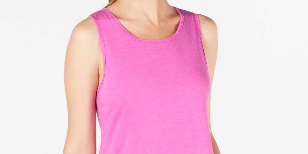 Ideologia Regata Feminina com Barra de Malha Roxa Tamanho Médio