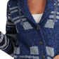 Lucky Brand Cardigan Feminino com Gola Xale e Botões, Azul Indigo Multicolorido, Tamanho X-G