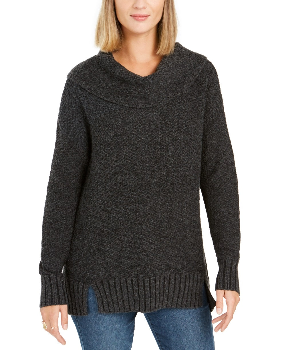 Suéter feminino Style &amp; Co com gola alta, cinza, tamanho médio