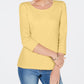 Karen Scott Top feminino com decote redondo, amarelo, tamanho pequeno