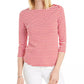Camiseta feminina listrada de algodão Supima Charter Club, rosa, tamanho X-G