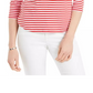 Camiseta feminina listrada de algodão Supima Charter Club, rosa, tamanho X-G
