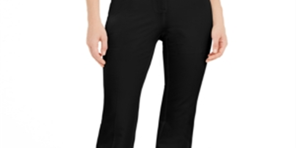 Calça feminina Alfani cintura alta com cinto e perna reta, preta, tamanho 16
