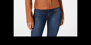 Jaqueta de couro sintético para motociclistas Maralyn &amp; Me Juniors, tamanho grande, marrom