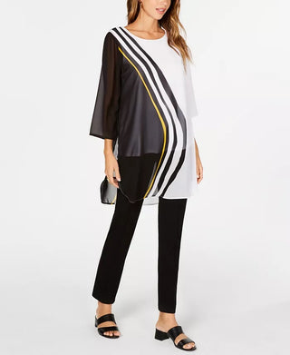 Túnica Alfani Feminina Estampada Pequena Preta Tamanho PXL