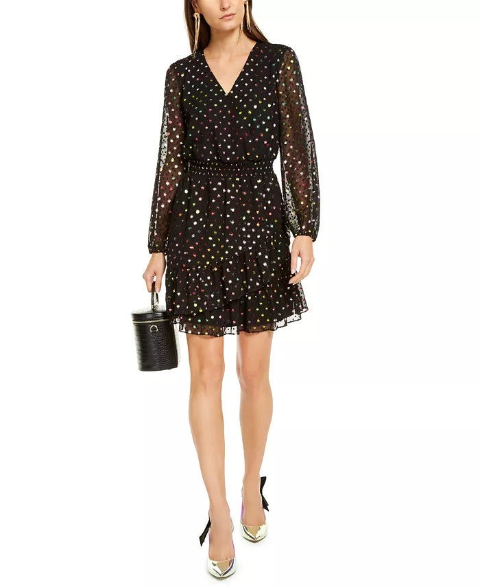 Vestido curto feminino com estampa arco-íris e jacquard, preto, tamanho XX-G, da INC International Concepts