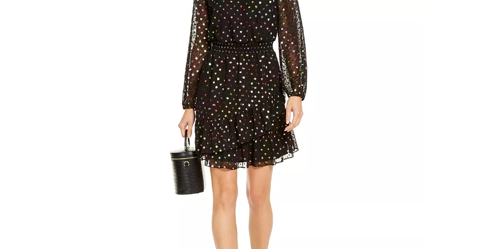 Vestido curto feminino com estampa arco-íris e jacquard, preto, tamanho XX-G, da INC International Concepts