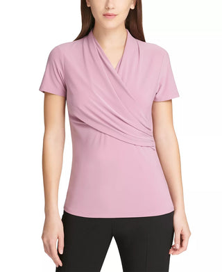 DKNY Women's Purple Short Sleeve V Neck Top Purple Size X-Large