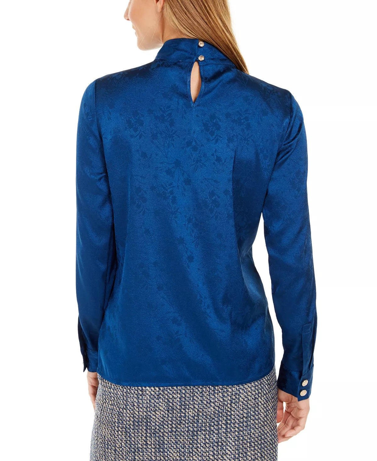 Blusa Calvin Klein Feminina Estampada Gola Careca Azul Tamanho Grande