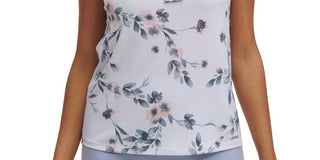 Blusa Calvin Klein Feminina Estampada com Decote em V, Branca, Tamanho XS