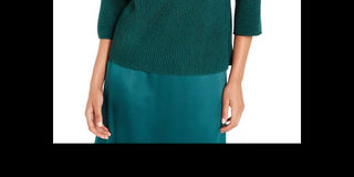 Suéter feminino Alfani de malha canelada metálica, azul, tamanho grande