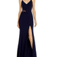 Vestido feminino Aqua com decote em V e ilusão lateral, exclusivo, azul, tamanho 12