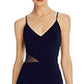 Vestido feminino Aqua com decote em V e ilusão lateral, exclusivo, azul, tamanho 12