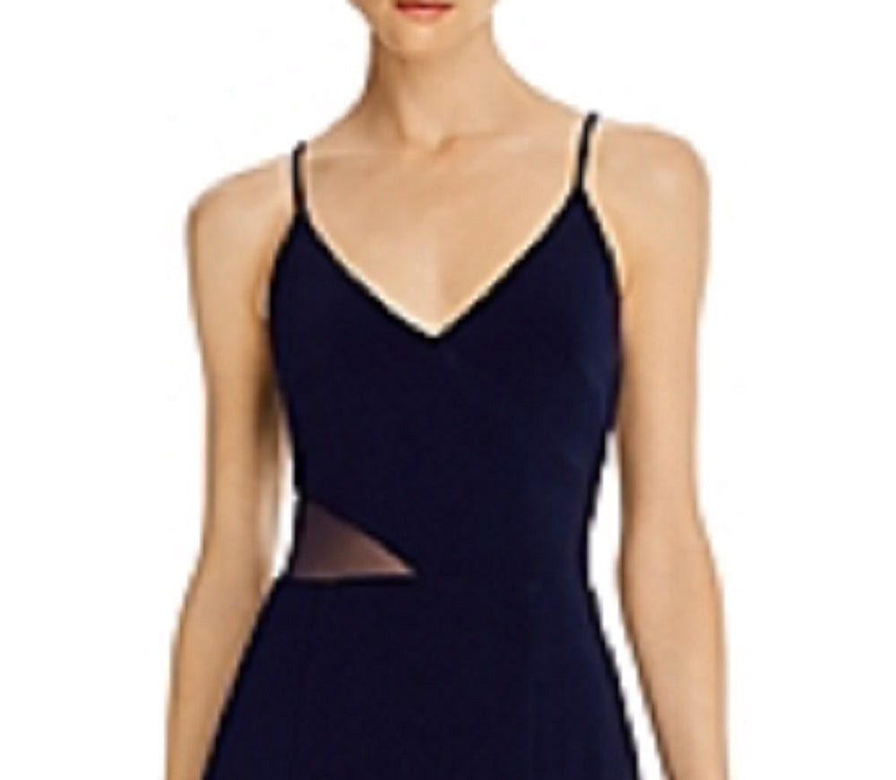 Vestido feminino Aqua com decote em V e ilusão lateral, exclusivo, azul, tamanho 12