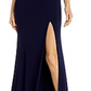 Vestido feminino Aqua com decote em V e ilusão lateral, exclusivo, azul, tamanho 12