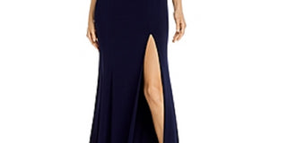Vestido feminino Aqua com decote em V e ilusão lateral, exclusivo, azul, tamanho 12