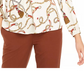 Blusa plissada estampada feminina Bar III, bege, cáqui, tamanho pequeno