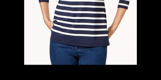 Blusa feminina listrada e com estampa floral Charter Club, amarela, tamanho médio