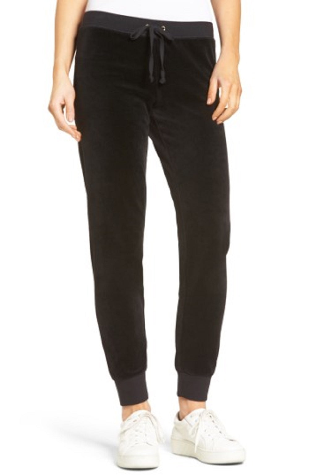 Calça de corrida feminina Juicy Couture Zuma Velour, preta, tamanho pequeno