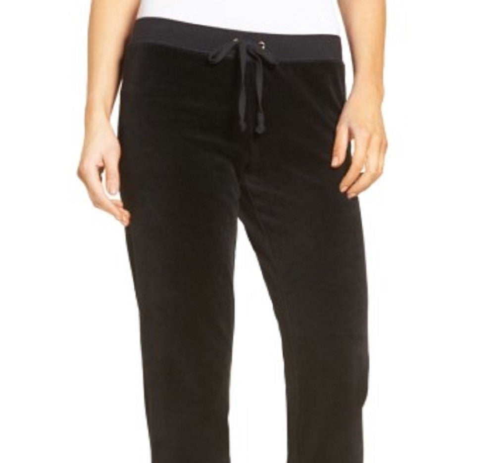 Calça de corrida feminina Juicy Couture Zuma Velour, preta, tamanho pequeno