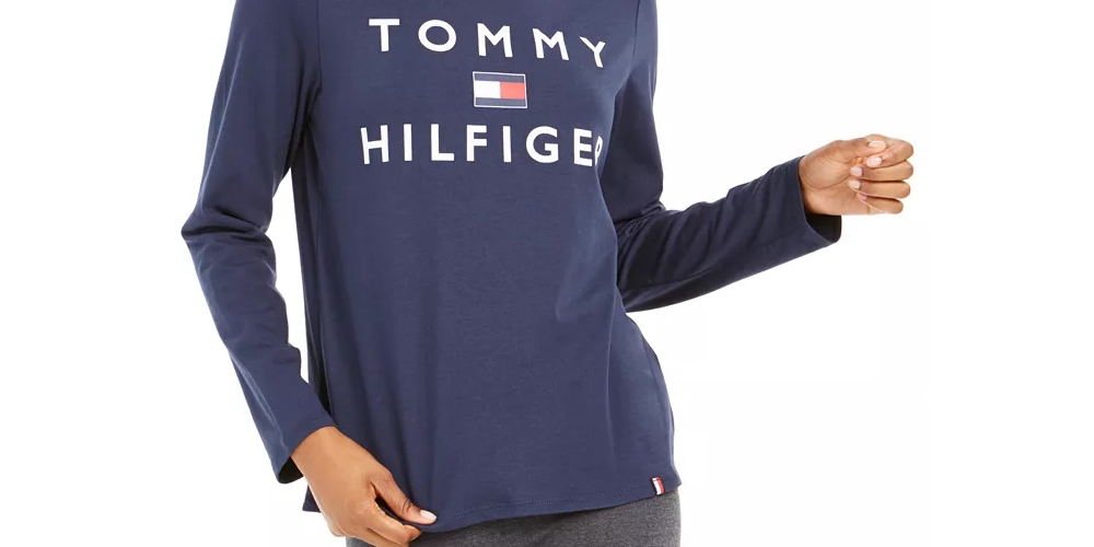 Camisa Tommy Hilfiger Sport Logo Feminina Manga Longa Cinza Tamanho X-G
