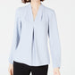 Blusa feminina Bar III com pregas invertidas, azul, tamanho médio