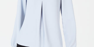 Blusa feminina Bar III com pregas invertidas, azul, tamanho médio