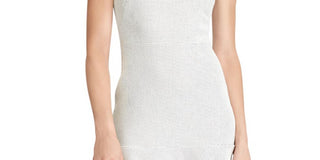 Vestido Ralph Lauren Feminino Marfim com Zíper e Bolinhas, Manga Curta, Gola Joia, Comprimento até o Joelho, Ajuste Flare, Branco, Tamanho 14