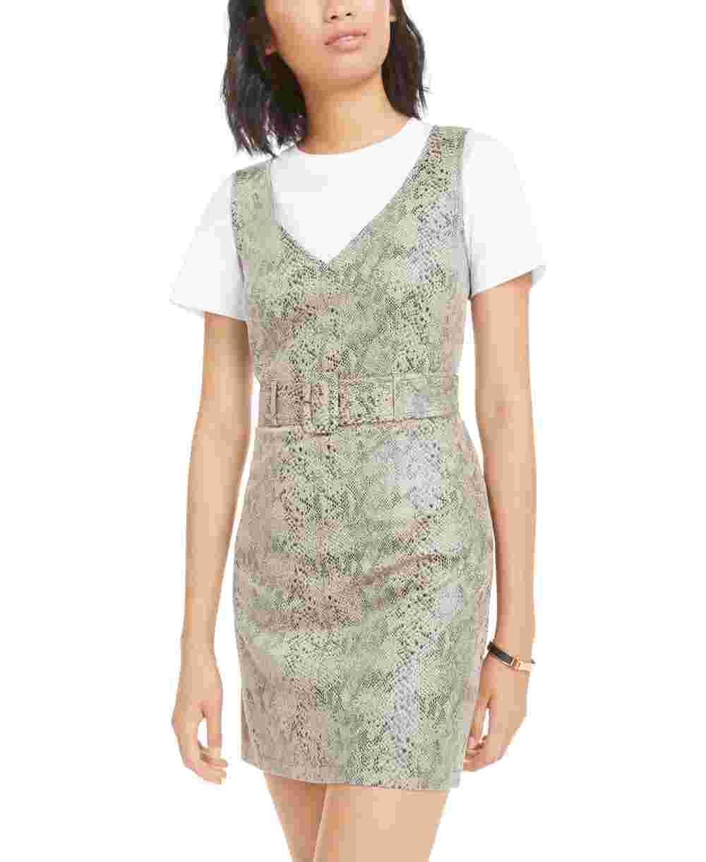 Vestido curto feminino Bar III com estampa de cobra em camurça sintética, tamanho XX-G