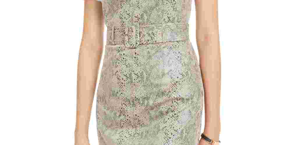 Vestido curto feminino Bar III com estampa de cobra em camurça sintética, tamanho XX-G