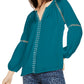 Blusa camponesa feminina com ilhós e acabamento em ilhós, verde, tamanho grande, da INC International Concepts