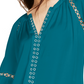 Blusa camponesa feminina com ilhós e acabamento em ilhós, verde, tamanho grande, da INC International Concepts
