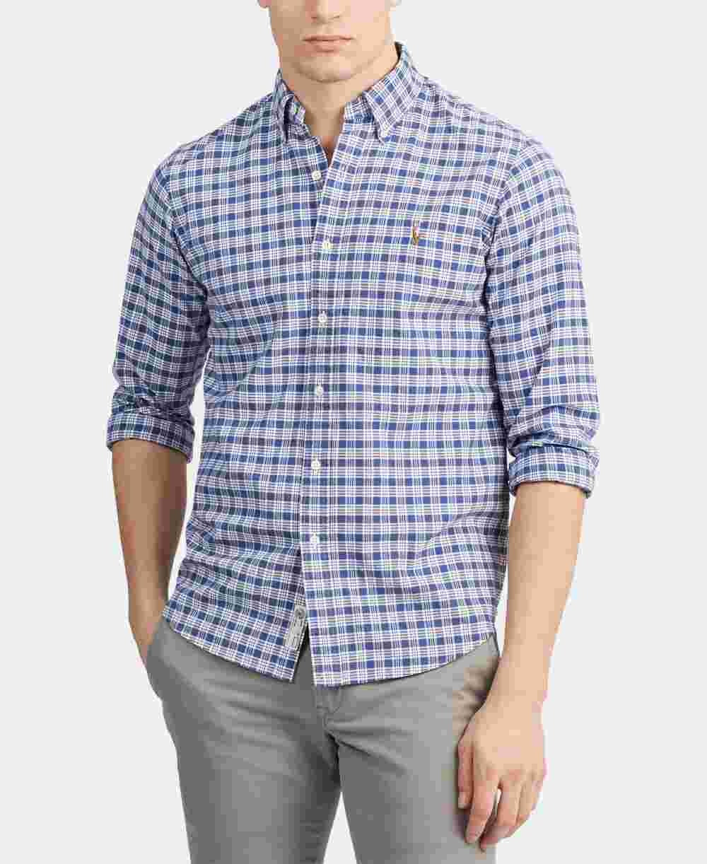 Camisa Ralph Lauren Masculina Classic Fit Oxford com Botões Azul Tamanho XX-G